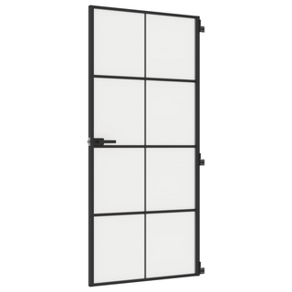 vidaXL Interior Door Slim Black 93x201.5 cm Tempered Glass and Aluminium - Giant Lobelia