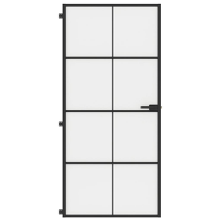 vidaXL Interior Door Slim Black 93x201.5 cm Tempered Glass and Aluminium - Giant Lobelia