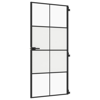 vidaXL Interior Door Slim Black 93x201.5 cm Tempered Glass and Aluminium - Giant Lobelia