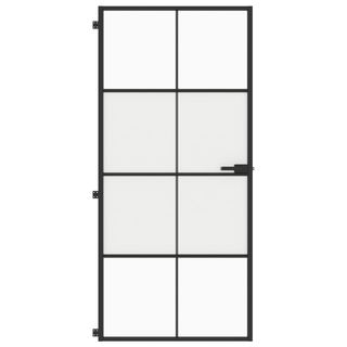 vidaXL Interior Door Slim Black 93x201.5 cm Tempered Glass and Aluminium - Giant Lobelia