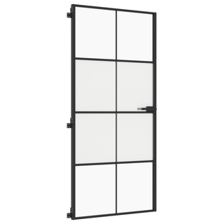 vidaXL Interior Door Slim Black 93x201.5 cm Tempered Glass and Aluminium - Giant Lobelia