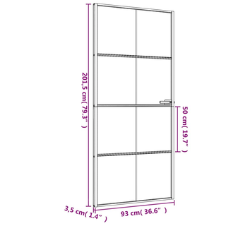 vidaXL Interior Door Slim Black 93x201.5 cm Tempered Glass and Aluminium - Giant Lobelia