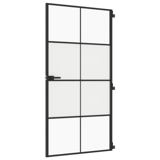 vidaXL Interior Door Slim Black 102.5x201.5 cm Tempered Glass and Aluminium - Giant Lobelia