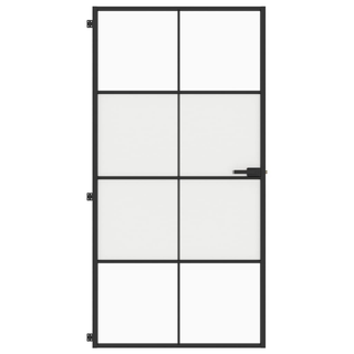 vidaXL Interior Door Slim Black 102.5x201.5 cm Tempered Glass and Aluminium - Giant Lobelia