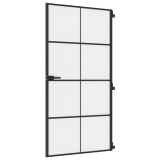 vidaXL Interior Door Slim Black 102.5x201.5 cm Tempered Glass and Aluminium - Giant Lobelia