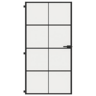 vidaXL Interior Door Slim Black 102.5x201.5 cm Tempered Glass and Aluminium - Giant Lobelia