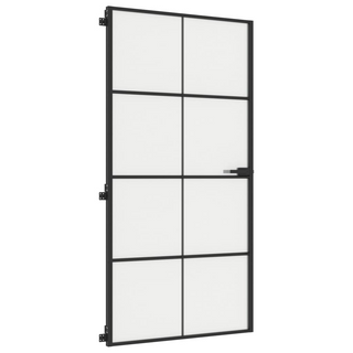 vidaXL Interior Door Slim Black 102.5x201.5 cm Tempered Glass and Aluminium - Giant Lobelia