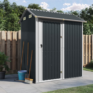 vidaXL Garden Shed Anthracite 192x152.5x237 cm Galvanised Steel - Giant Lobelia