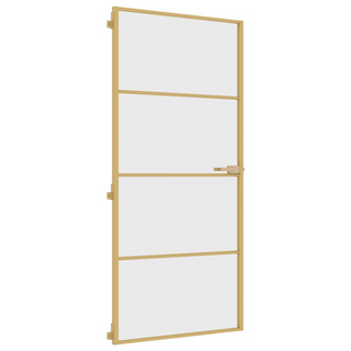 vidaXL Interior Door Slim Golden 93x201.5 cm Tempered Glass and Aluminium - Giant Lobelia