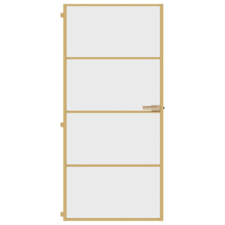 vidaXL Interior Door Slim Golden 93x201.5 cm Tempered Glass and Aluminium - Giant Lobelia