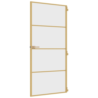 vidaXL Interior Door Slim Golden 93x201.5 cm Tempered Glass and Aluminium - Giant Lobelia