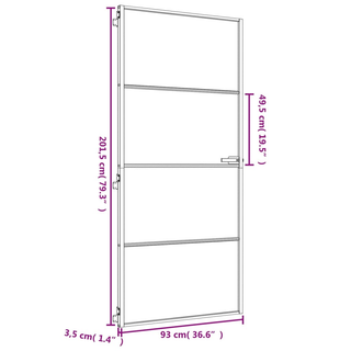 vidaXL Interior Door Slim Golden 93x201.5 cm Tempered Glass and Aluminium - Giant Lobelia