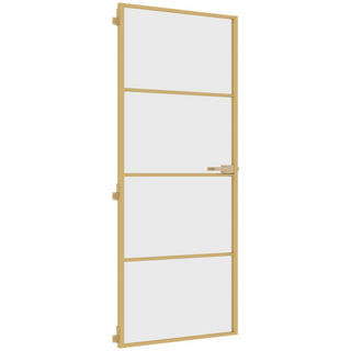 vidaXL Interior Door Slim Golden 83x201.5 cm Tempered Glass and Aluminium - Giant Lobelia