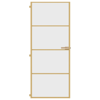 vidaXL Interior Door Slim Golden 83x201.5 cm Tempered Glass and Aluminium - Giant Lobelia