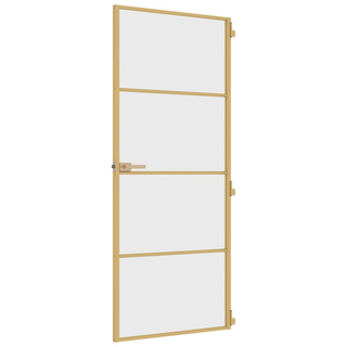 vidaXL Interior Door Slim Golden 83x201.5 cm Tempered Glass and Aluminium - Giant Lobelia