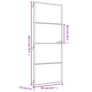 vidaXL Interior Door Slim Golden 83x201.5 cm Tempered Glass and Aluminium - Giant Lobelia