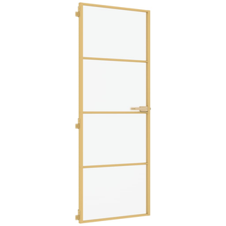 vidaXL Interior Door Slim Golden 76x201.5 cm Tempered Glass and Aluminium - Giant Lobelia