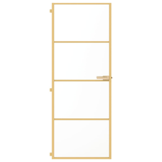 vidaXL Interior Door Slim Golden 76x201.5 cm Tempered Glass and Aluminium - Giant Lobelia