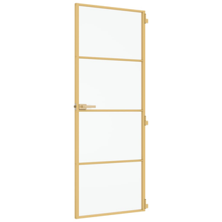 vidaXL Interior Door Slim Golden 76x201.5 cm Tempered Glass and Aluminium - Giant Lobelia