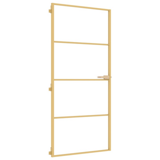 vidaXL Interior Door Slim Golden 93x201.5 cm Tempered Glass and Aluminium - Giant Lobelia