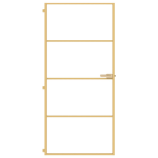 vidaXL Interior Door Slim Golden 93x201.5 cm Tempered Glass and Aluminium - Giant Lobelia