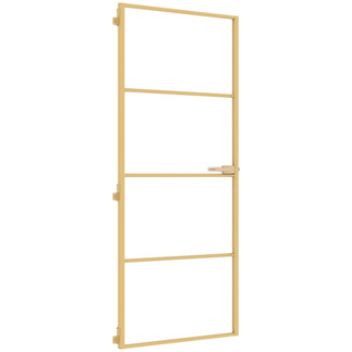 vidaXL Interior Door Slim Golden 83x201.5 cm Tempered Glass and Aluminium - Giant Lobelia