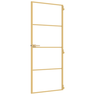 vidaXL Interior Door Slim Golden 83x201.5 cm Tempered Glass and Aluminium - Giant Lobelia