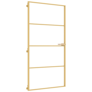 vidaXL Interior Door Slim Golden 102.5x201.5 cm Tempered Glass and Aluminium - Giant Lobelia