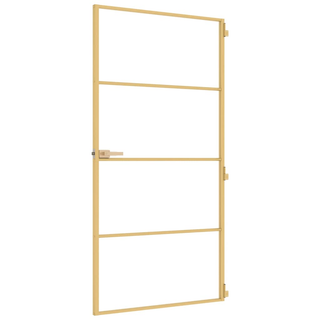 vidaXL Interior Door Slim Golden 102.5x201.5 cm Tempered Glass and Aluminium - Giant Lobelia