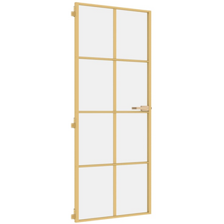 vidaXL Interior Door Slim Golden 83x201.5 cm Tempered Glass and Aluminium - Giant Lobelia