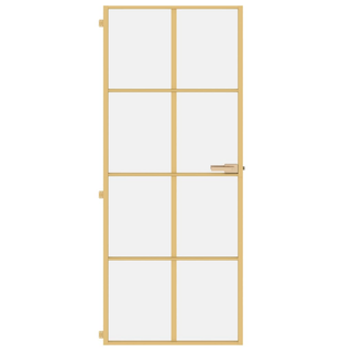 vidaXL Interior Door Slim Golden 83x201.5 cm Tempered Glass and Aluminium - Giant Lobelia