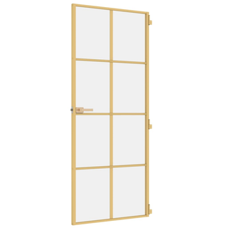 vidaXL Interior Door Slim Golden 83x201.5 cm Tempered Glass and Aluminium - Giant Lobelia