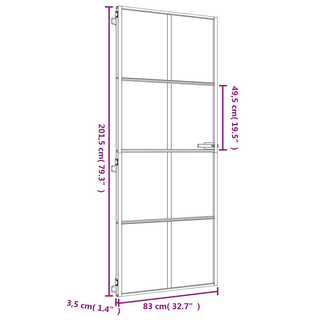 vidaXL Interior Door Slim Golden 83x201.5 cm Tempered Glass and Aluminium - Giant Lobelia