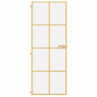 vidaXL Interior Door Slim Golden 76x201.5 cm Tempered Glass and Aluminium - Giant Lobelia