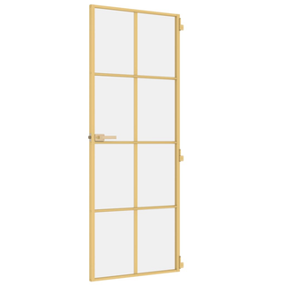 vidaXL Interior Door Slim Golden 76x201.5 cm Tempered Glass and Aluminium - Giant Lobelia