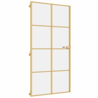 vidaXL Interior Door Slim Golden 102.5x201.5 cm Tempered Glass and Aluminium - Giant Lobelia