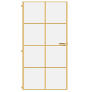 vidaXL Interior Door Slim Golden 102.5x201.5 cm Tempered Glass and Aluminium - Giant Lobelia