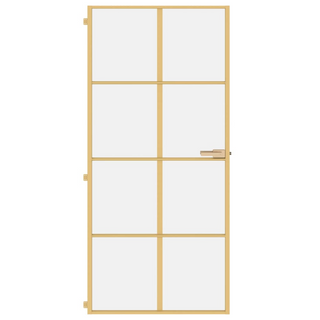 vidaXL Interior Door Slim Golden 93x201.5 cm Tempered Glass and Aluminium - Giant Lobelia