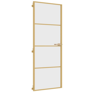 vidaXL Interior Door Slim Golden 76x201.5 cm Tempered Glass and Aluminium - Giant Lobelia