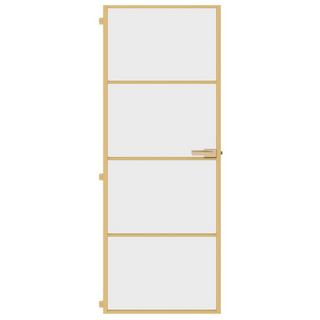 vidaXL Interior Door Slim Golden 76x201.5 cm Tempered Glass and Aluminium - Giant Lobelia