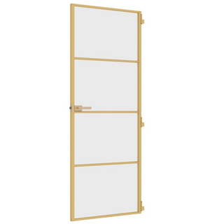 vidaXL Interior Door Slim Golden 76x201.5 cm Tempered Glass and Aluminium - Giant Lobelia