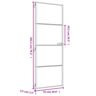 vidaXL Interior Door Slim Golden 76x201.5 cm Tempered Glass and Aluminium - Giant Lobelia