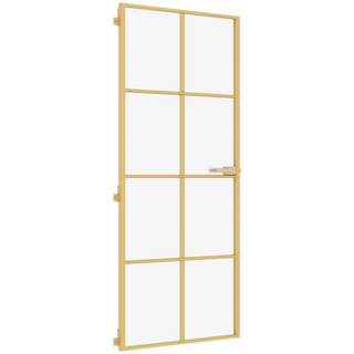 vidaXL Interior Door Slim Golden 83x201.5 cm Tempered Glass and Aluminium - Giant Lobelia