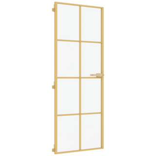 vidaXL Interior Door Slim Golden 76x201.5 cm Tempered Glass and Aluminium - Giant Lobelia