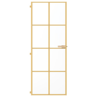 vidaXL Interior Door Slim Golden 76x201.5 cm Tempered Glass and Aluminium - Giant Lobelia