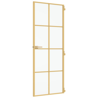 vidaXL Interior Door Slim Golden 76x201.5 cm Tempered Glass and Aluminium - Giant Lobelia