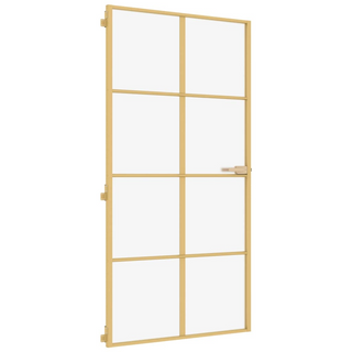 vidaXL Interior Door Slim Golden 102.5x201.5 cm Tempered Glass and Aluminium - Giant Lobelia