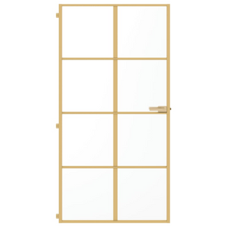 vidaXL Interior Door Slim Golden 102.5x201.5 cm Tempered Glass and Aluminium - Giant Lobelia