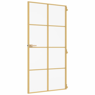 vidaXL Interior Door Slim Golden 102.5x201.5 cm Tempered Glass and Aluminium - Giant Lobelia