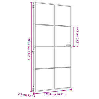 vidaXL Interior Door Slim Golden 102.5x201.5 cm Tempered Glass and Aluminium - Giant Lobelia